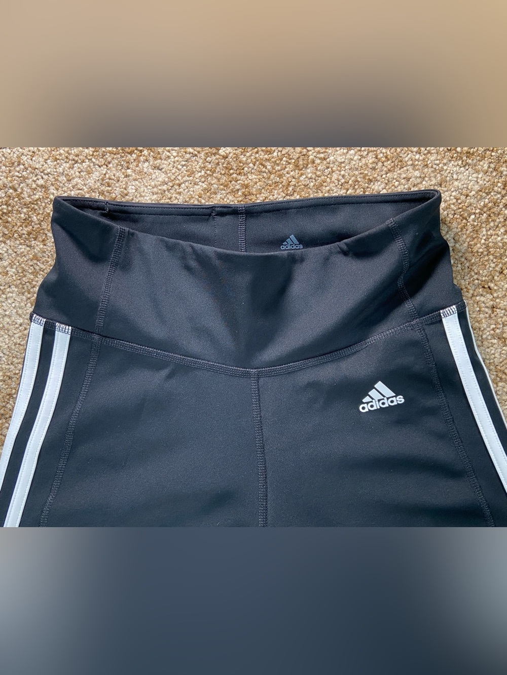 Adidas Climalite Black 3-Stripe High Rise Leggings Women’s Small Activewear - Picture 3 of 13